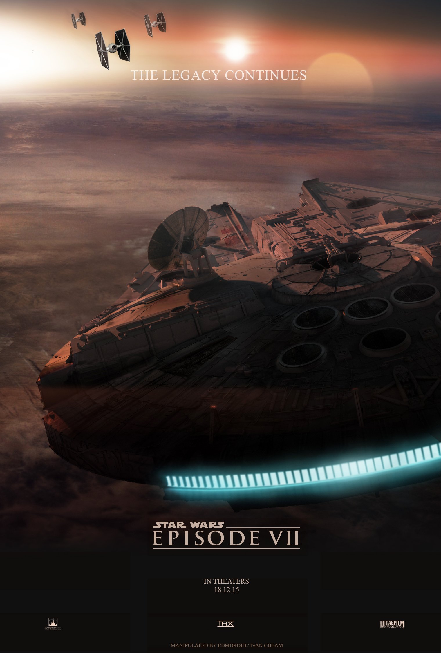 Star Wars Episode 7 Millenium Falcon Poster Fan Made by Ivan Cheam
